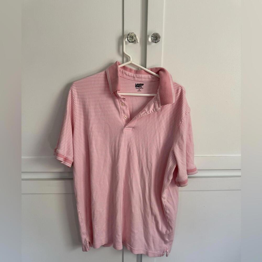 Lands’ End Pink stripe traditional fit shirt